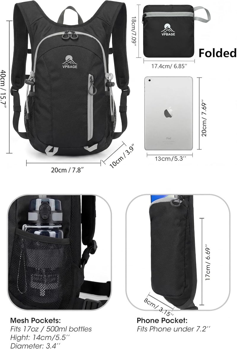 VPBAGE Store Foldable Small Hiking Backpack with 3 Strap Pockets – Lightweight 300D Spill-proof Daypack for Men Women – Packable Small Travel Backpack with Chest Strap & Trekking Pole Holder – Durable Outdoor Bag - Image 5
